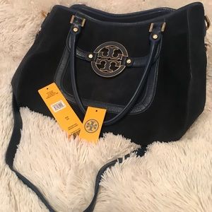 Tori Burch navy suede Amanda hobo
